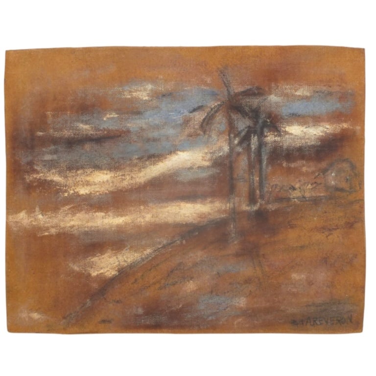 Armando Reveron Oil/Cardboard "Beach Scene" (1 of 4)