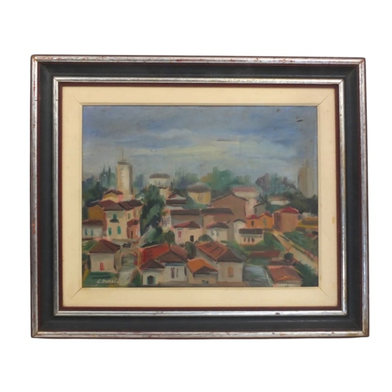 Giancarlo Zorlini Oil on masonite "Rooftops" (1 of 3)