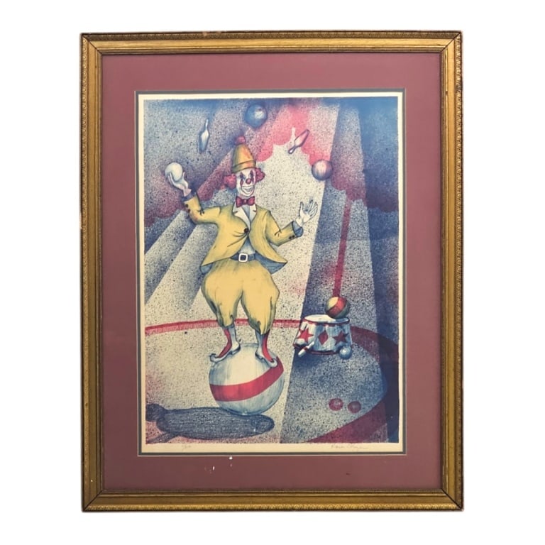 Raven Chizan Color Lithograph "Circus Clown" (1 of 3)