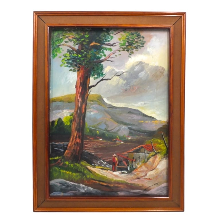 Vintage O/C "South American Landscape with Farmer" (1 of 4)