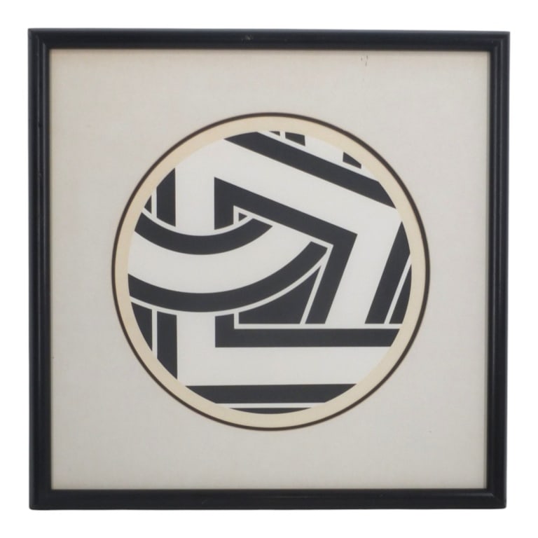 Pierre Clerk Screenprint "Block Island": Pierre Clerk (American/Canadian, b. 1928) Serigraph "Block Island, 1971". No visible signature. Framed and under glass. Measures 13" x 13" (sight), frame 20-1/2" x 20-1/2". Condition: Light toning or
