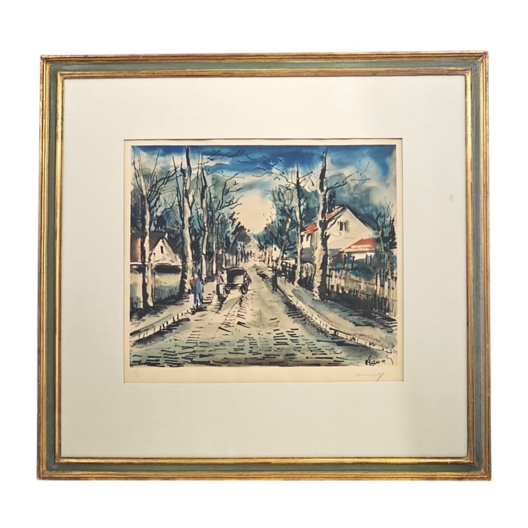 Maurice de Vlaminck Lithograph "Apres l'orage": Maurice de Vlaminck (Fench,1876-1958) Color Lithograph "Apres l'orage" (After the Storm). Pencil signed and numbered 14/400. Framed and under glass. Measures 18-3/4" x 21-1/2", frame 33-1/4" x 35".