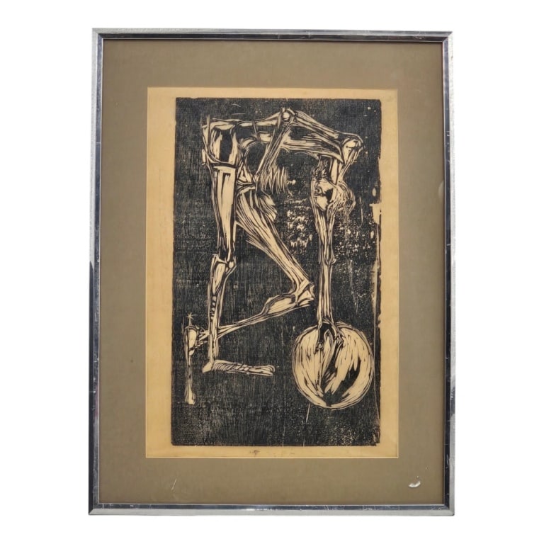 Manner of Christian Rohlfs Surrealist Woodcut: Manner of Christian Rohlfs Surrealist Woodcut. Unsigned. Framed and under glass. Measures 22" x 15", frame 29-1/4" x 22". Condition: Toning from age. Estimate 100 - 300 Domestic shipping Third Party