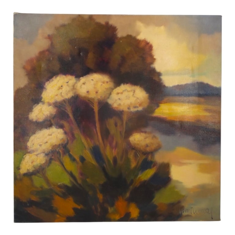 Impressionist Style O/C Wildflowers in Landscape (1 of 6)