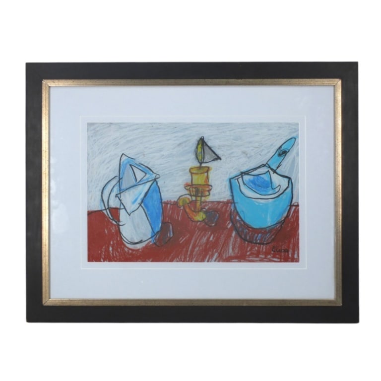 Modern Gouache on Paper "Still Life": Modern Gouache on Paper "Still Life" Signed Luca Signed Lower Right. Sight: 11-1/2" x 17-1/2". .Frame: 21-5/8" x 27-3/4". Condition: Good condition. Estimate 100 - 300 Domestic shipping Third party