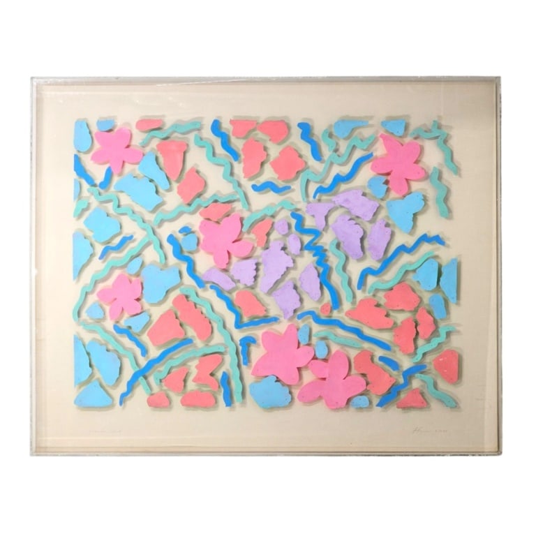Mixed Media 3D Abstract Floral Shadow Box Art (1 of 4)