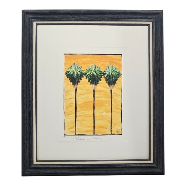 Maria Reyes-Jones Serigraph "Three Palms in Gold" (1 of 2)