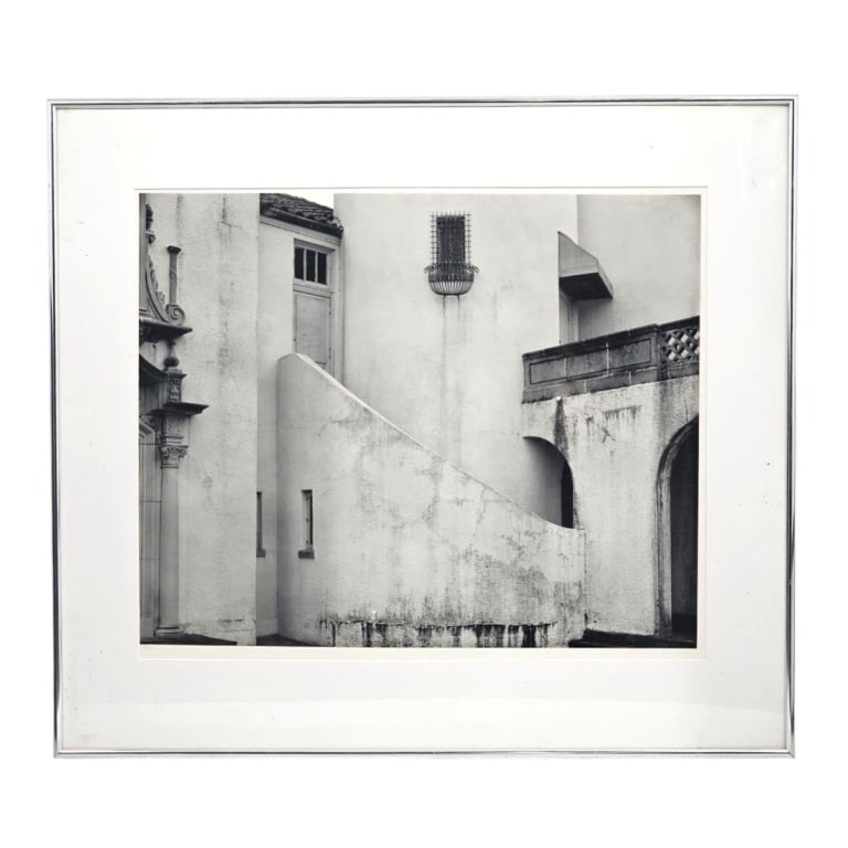 Michael A Smith Photograph "Mediterranean House": Michael A Smith (American, 20th C) Photograph "Mediterranean House". Pencil signed and dated 1986. Framed and under plexiglass. Measures 18" x 21-1/2", frame 25-1/2" x 28-3/4". Condition: Good conditi