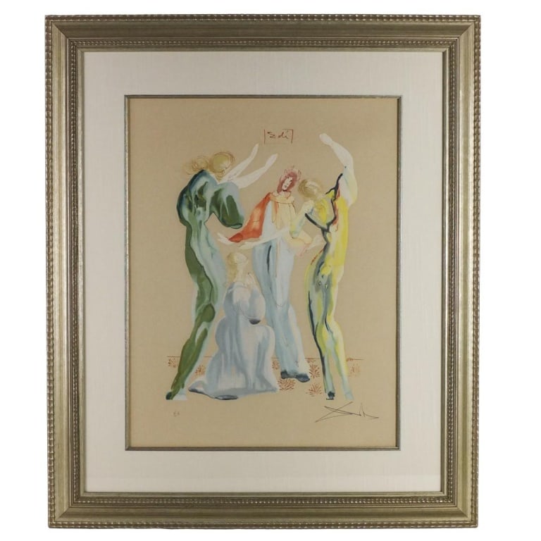 Salvador Dali, Spanish (1904 - 1989): Salvador Dali, Spanish (1904 - 1989) Artist Proof Wood Cut Engraving on Paper "La Danse" Signed Lower Right. Sight measures 21" x 16-1/4". Frame measures 31" x 26-1/4". Condition: Good condition.