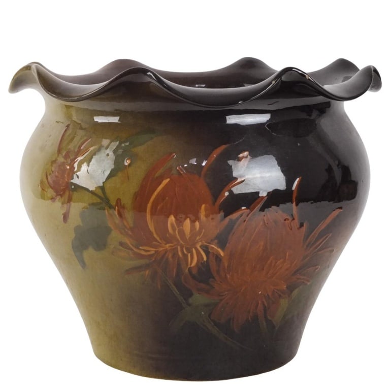 Weller Glazed Porcelain Jardiniere: Circa 1920s Weller "Louwelsa" Glazed Porcelain Jardiniere. Unsigned. Measures 9-1/4" x 11-1/2". Condition: Good condition. Estimate 100 - 150 Domestic shipping Third party