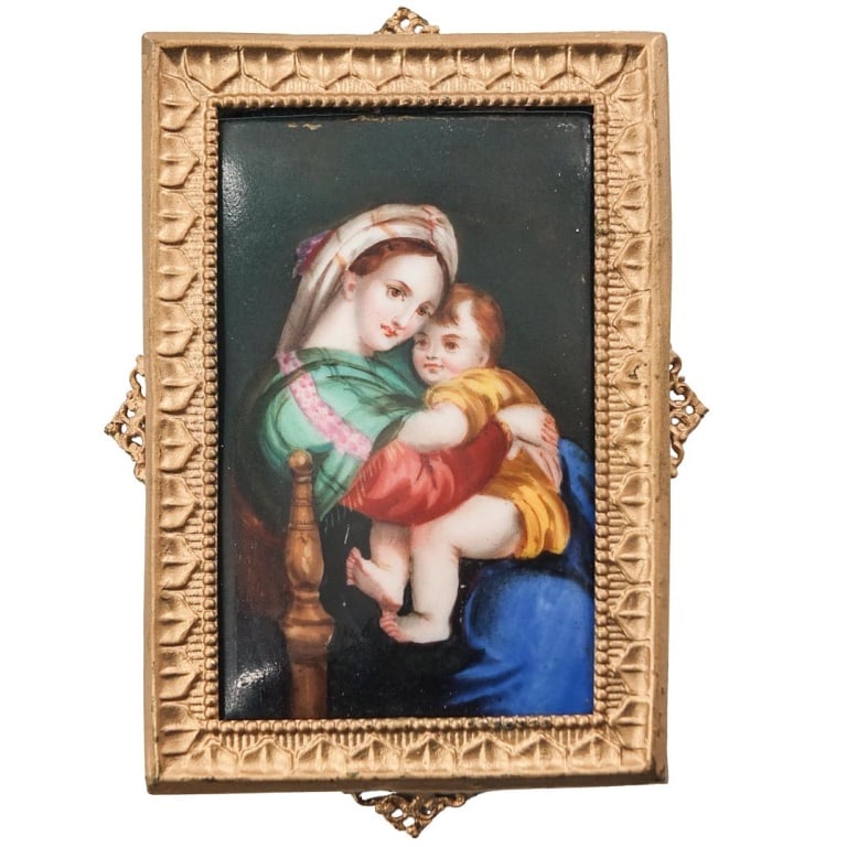 Antique Framed Continental Porcelain Plaque (1 of 2)