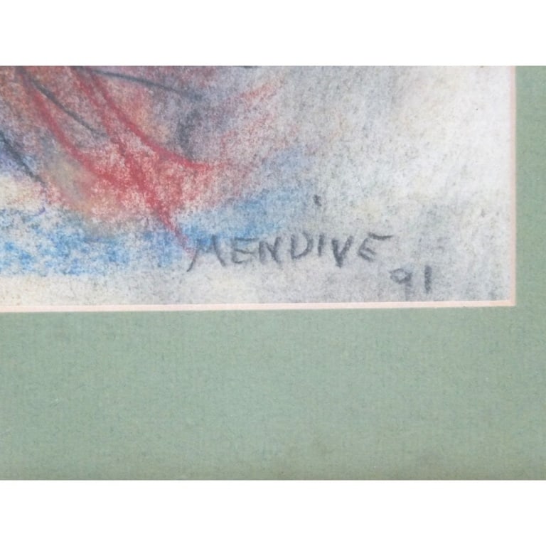 Signed Manuel Mendive Pastel/Paper "Figures" - 3