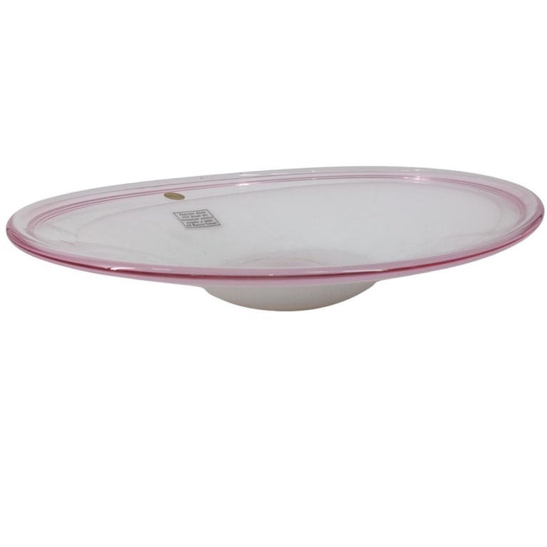 Large Murano Art Glass Bowl: Large Murano Italian Art Glass Bowl. Murano sticker labels attached to the surface. Measures 2-3/4" x 16". Condition: Good Condition Estimate 50 - 150 Domestic shipping Third Party