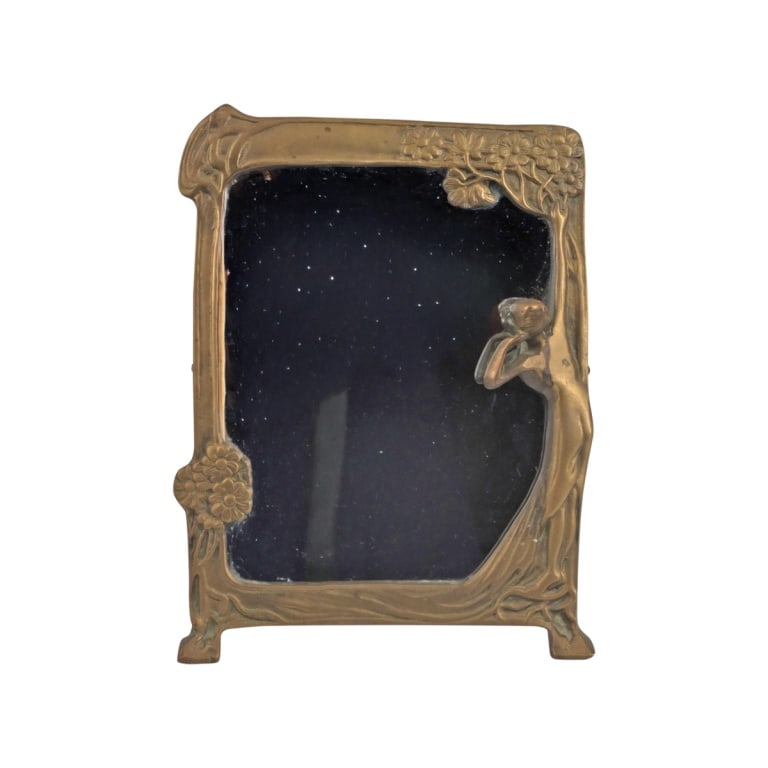 Art Nouveau Bronze Figural Standing Mirror (1 of 4)