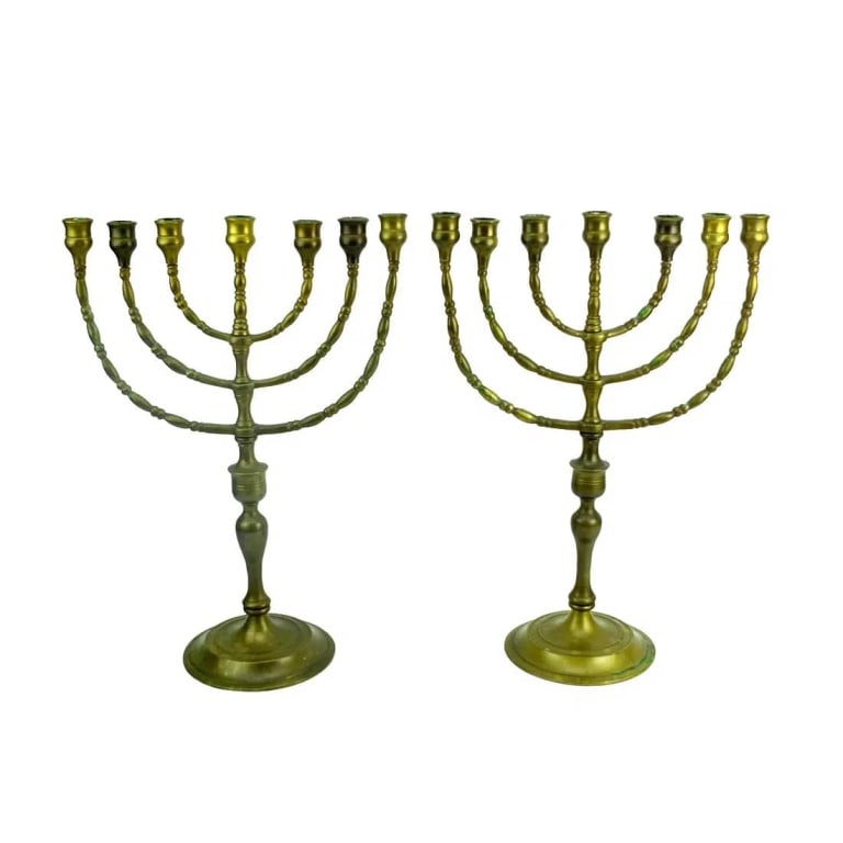 Pair of Large Menorahs / Candle Holders (1 of 3)