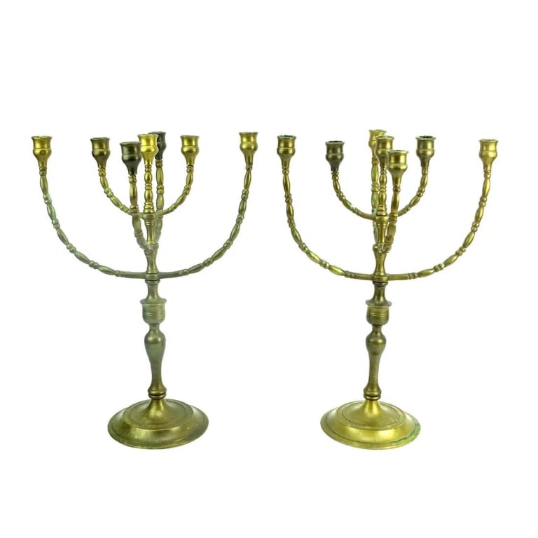 Pair of Large Menorahs / Candle Holders - 2