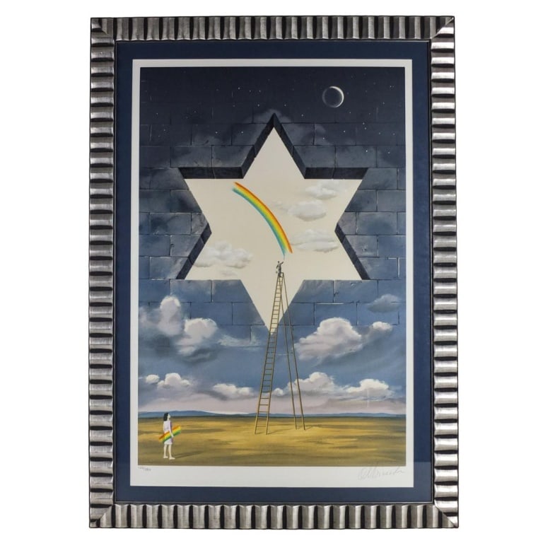 Rafal Olbinski, Polish (Born 1943): Rafal Olbinski, Polish (Born 1943) Lithograph on Paper "Proclamation Of Value" Signed and Numbered 102/350. COA included with the lot. Sight measures 32" x 21". Frame measures 38-5/8" x 27-5/8".