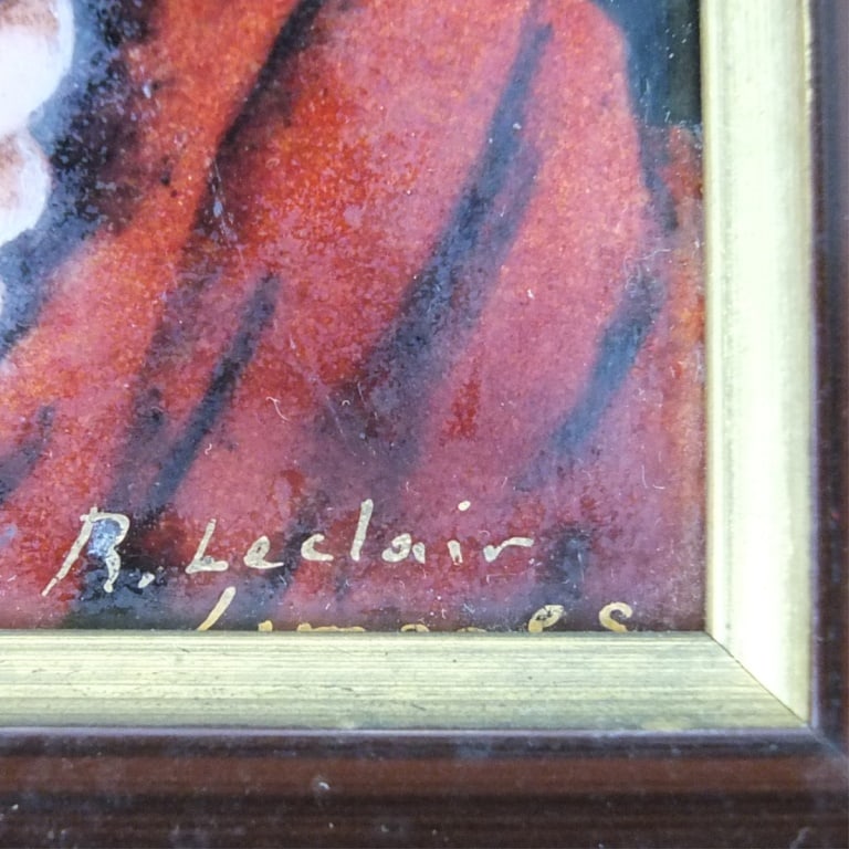 Framed Limoges Enamel on Copper Plaque - 3