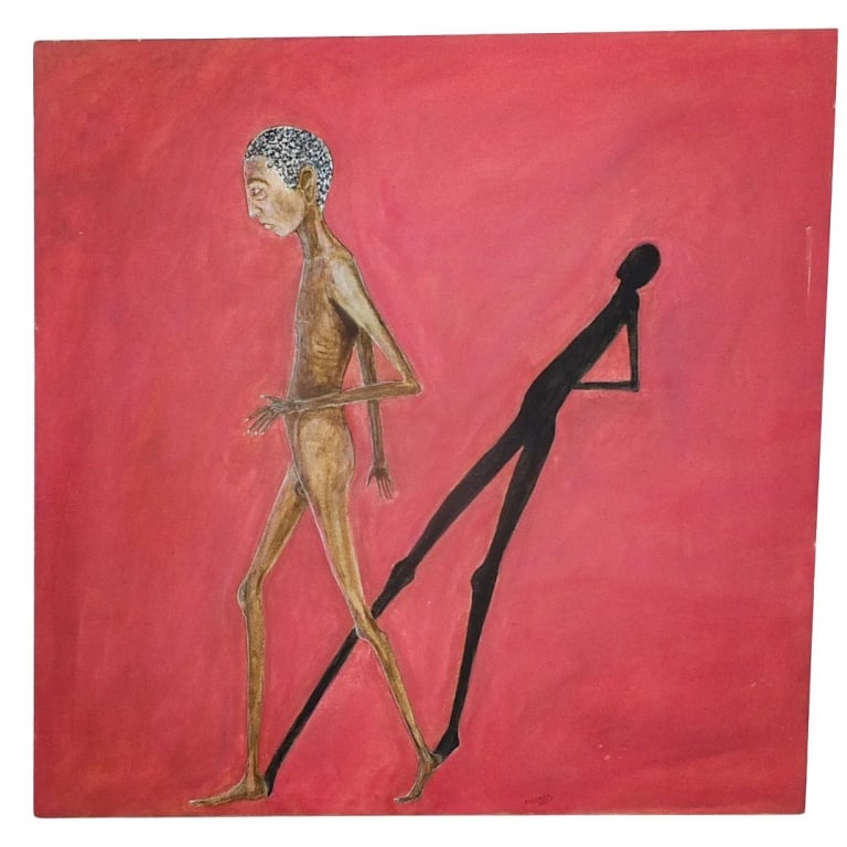 Stan McCrea (1929 - 2017, Florida): Stan McCrea (1929 - 2017, Florida) Oil on Canvas "The African" Signed Lower Right. Inscribed en verso. Presented on a stretcher. Measures 36-3/4" x 36-1/2". Condition: Good condition. Estimate 100 -