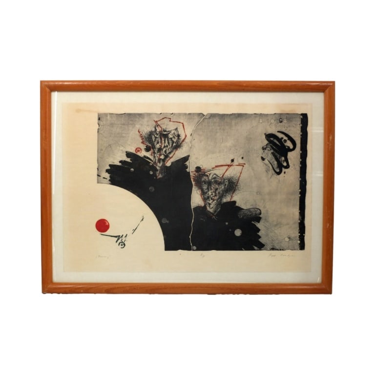 Agop Gemdjian Color Lithograph "Memory": Agop Gemdjian, Bulgarian (1952 Color Lithograph "Memory". Pencil signed and numbered A/P. Framed and presented under glass screen. Measures 19" x 28", frame measures 24" x 33". Condition: Lightly