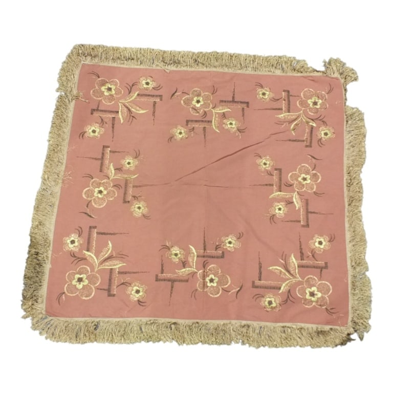 Antique Silk Embroidered Piano Shawl (1 of 5)