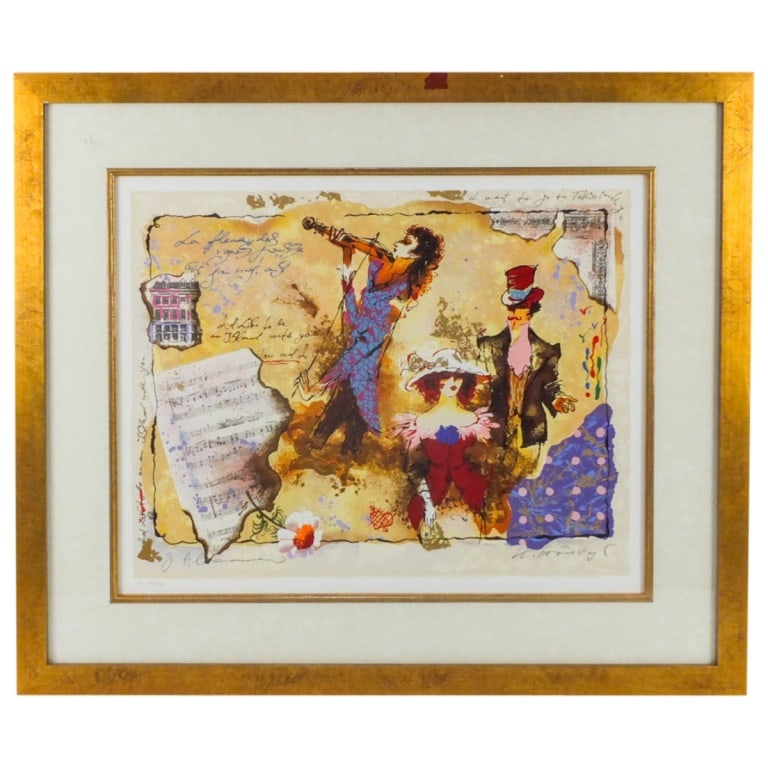 Alexander Wissotzky (1959 - 2006/2008): Alexander Wissotzky (1959 - 2006/2008) Color Lithograph on Paper "Musician" Signed and Numbered HC 44/50. Sight measures 14" x 17-1/2". Frame measures 20-3/4" x 24-1/4". Condition: Good condition.