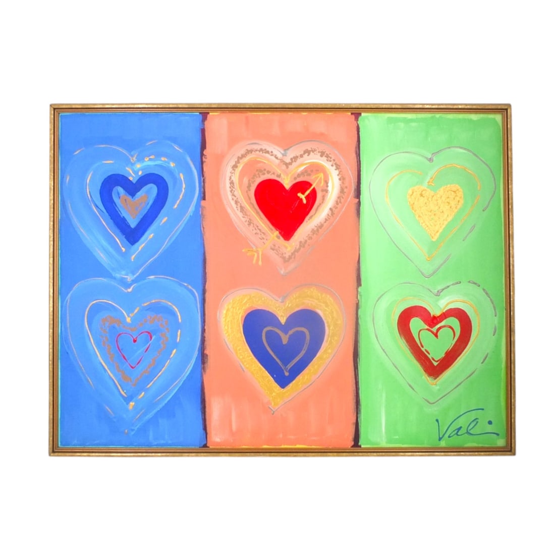 Contemporary Oil on Canvas "Hearts" Signed Val (1 of 4)