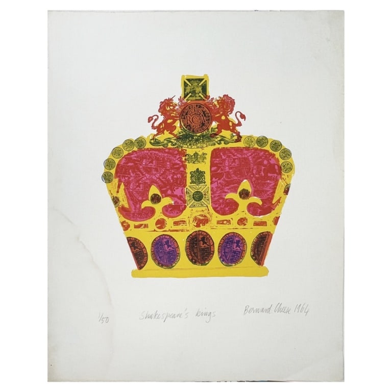 Bernard Cheese Lithograph, Shakespeare's Kings: Bernard Cheese, British (1925 - 2013) "Shakespeare's Kings, 1964" Color Lithograph, Signed and Numbered 1/50. Blind Stamp mark top right corner. Sheet size: 24-5/8" x 19". Condition: Soiling to the