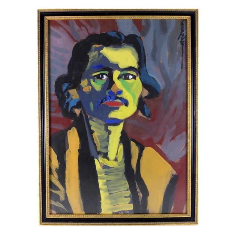 German Expressionist Style W/C Portrait of a Man (1 of 2)
