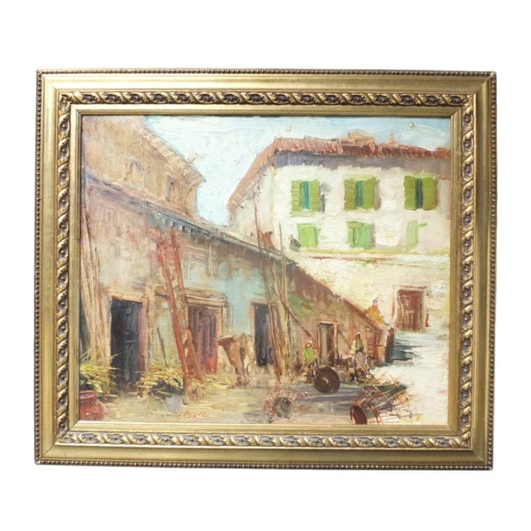 Vintage Continental School Oil/Canvas Street Scene (1 of 6)