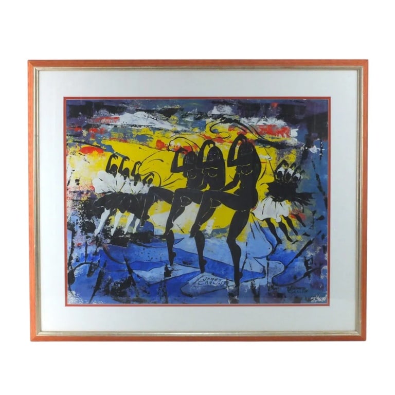 James Carlin, Irish / American (1906 - 2005): James Carlin, Irish / American (1906 - 2005) Gouache on Paper "Nude Dancers" Signed. Sight measures 20-1/4" x 25-3/4". Frame measures 28-1/4" x 34". Condition: Good condition. Estimate 150 - 350