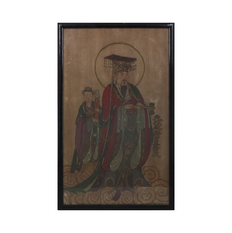 Vintage Chinese Hand Painted Wood Panel (1 of 4)