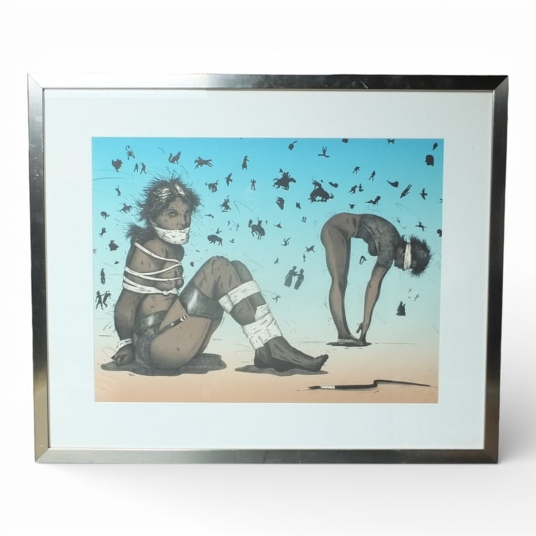 Modern 1980 Surrealist Lithograph Signed Johansen (1 of 5)