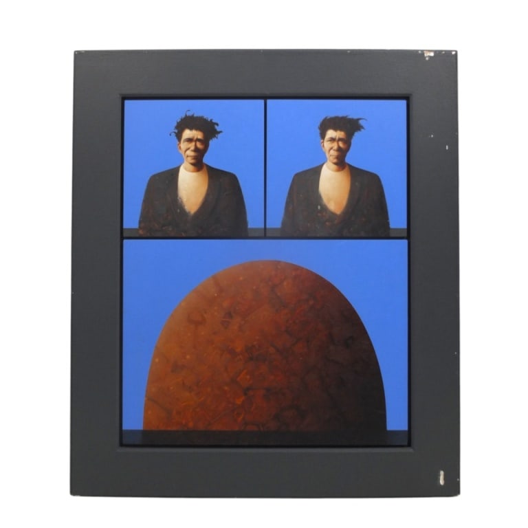 John Boyd (b.1957) Oil on Board "Untitled": John Boyd (UK/Ireland b. 1957) Oil on Masonite "Untitled". Unsigned. Measures 28-1/2" x 24-3/4" x 2" Condition: Some scuffs on frame or in good condition. Estimate 600 - 800 Domestic shipping Third