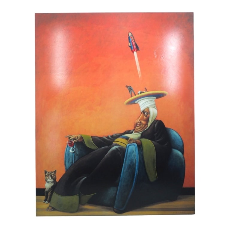 Robert Peluce Acrylic on Canvas Surreal Portrait (1 of 4)