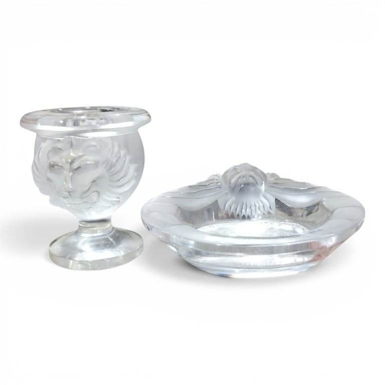 2 Piece Lalique "Tete de Lion" Smoke Set (1 of 4)
