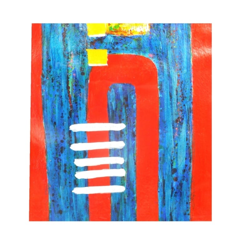 Modern Acrylic on Paper "Abstract Composition" - 4