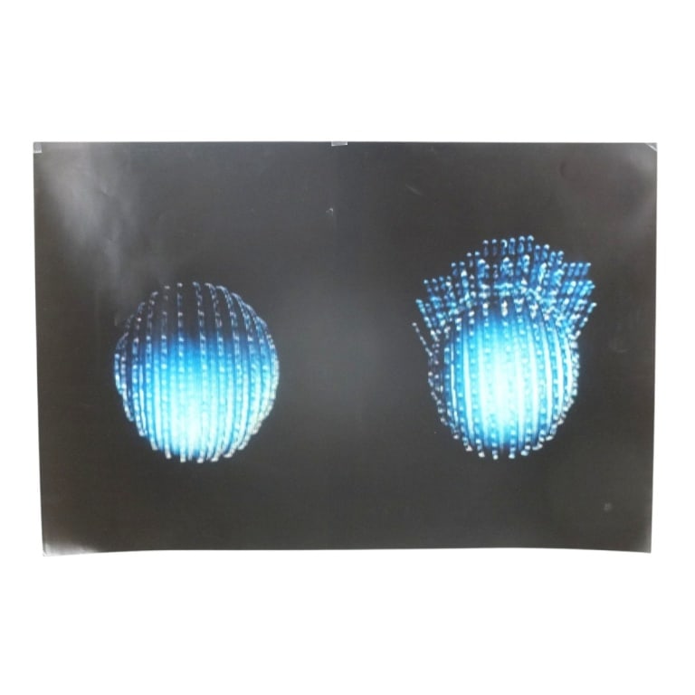 Gretchen Bender Digital Print "Two Orbs": Artist: Gretchen Bender (American, 1951-2004) Title: Two Orbs Medium: Photographs, Year: 1985 Size: 19" x 29 1/4" Edition: From the limited edition 34 of 85 Signature: Signed, dated 1985 and numbered 