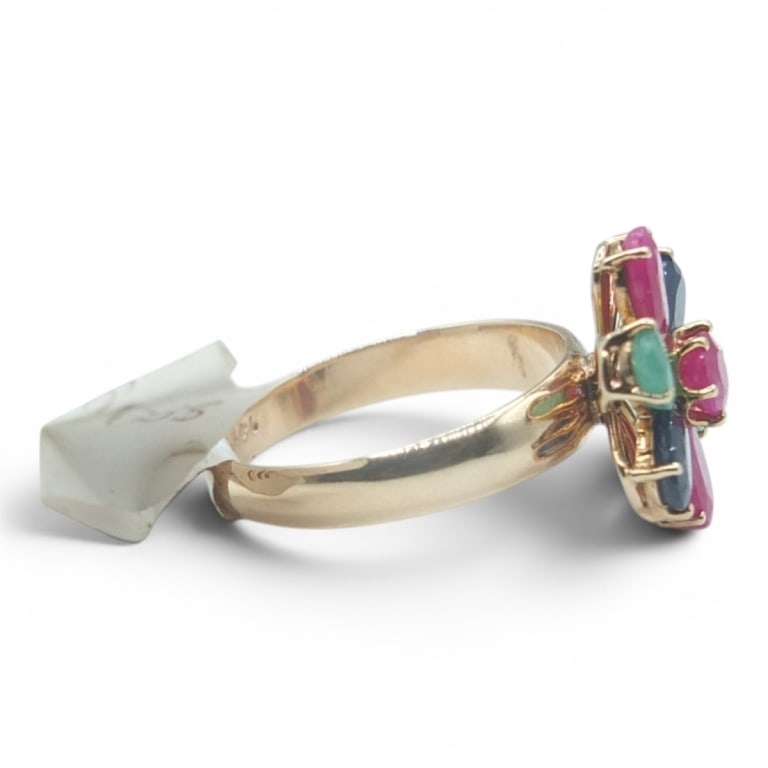 Vintage 14K Ruby, Emerald & Sapphire Ring - 3