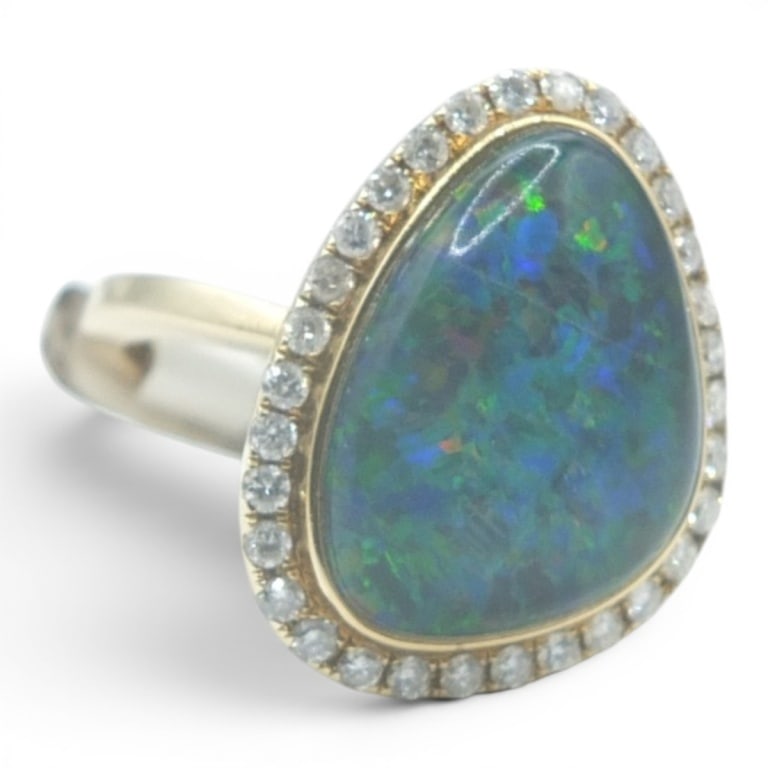 14K Diamond & Opal Ring - 2