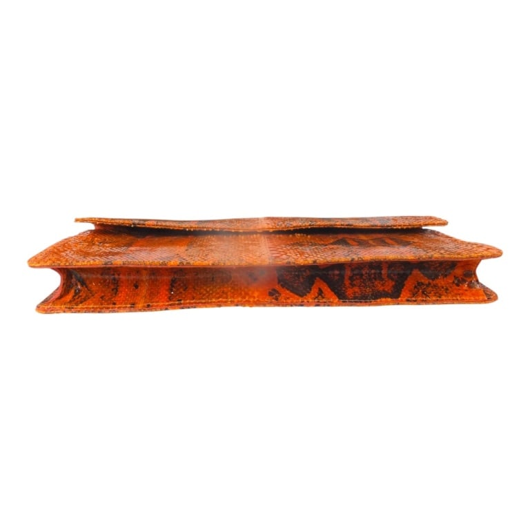 Sabbai Orange Python Snakeskin Clutch Evening Bag - 4