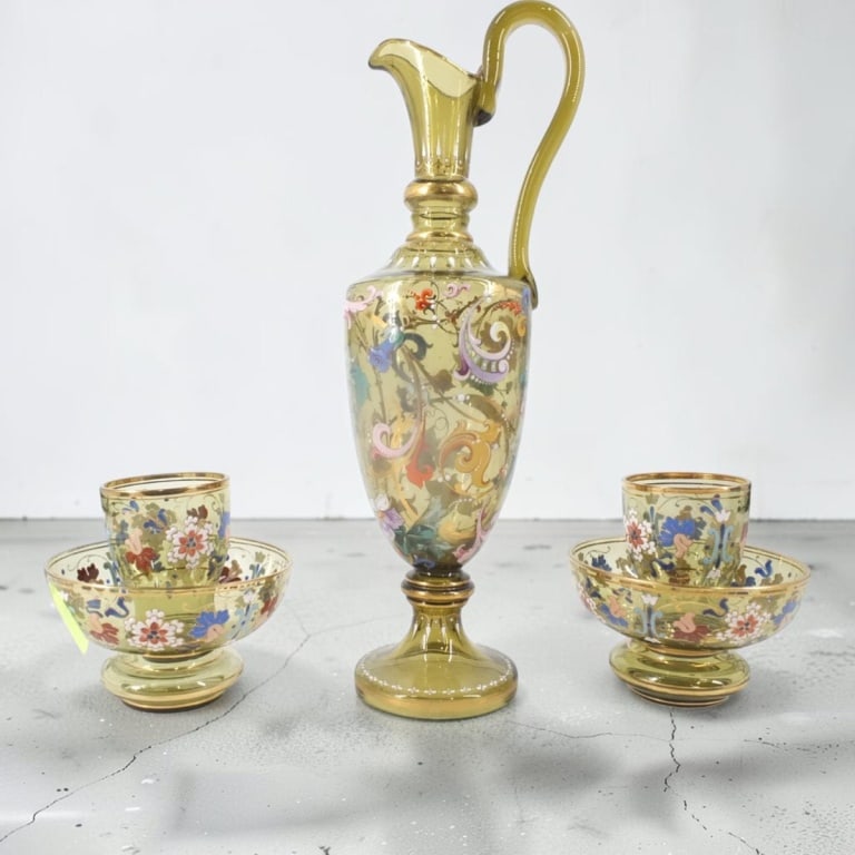 Attr: Moser, 5 Pc Ewer, Cups and Bowls Set (1 of 5)