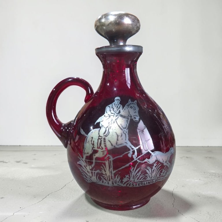 New Martinsville Silver Overlay Ruby Decanter (1 of 4)