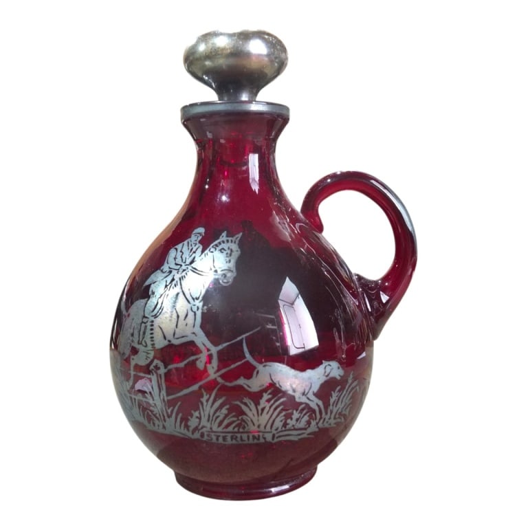 New Martinsville Silver Overlay Ruby Decanter - 2