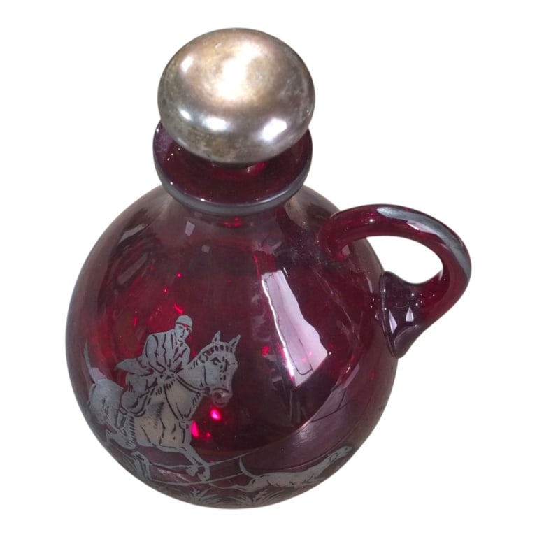 New Martinsville Silver Overlay Ruby Decanter - 3