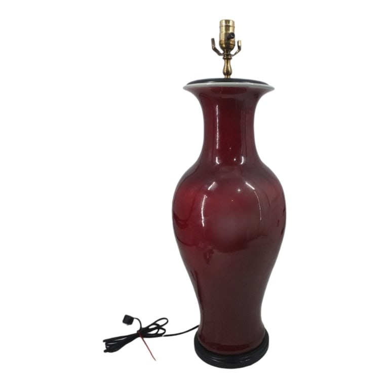 Chinese Temple Size Sang de Boeuf Vase as Lamp (1 of 3)