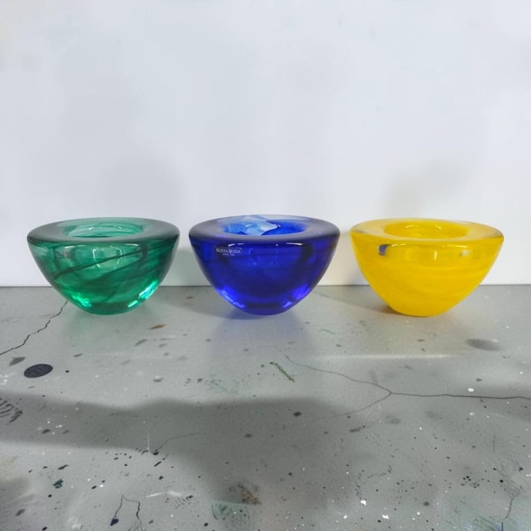 Set of 3 Kosta Boda "Atoll" Candle Holders (1 of 3)