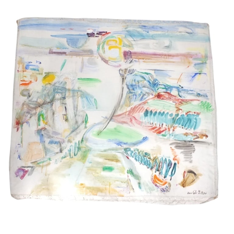 Ann Cole Phillips Oil/Canvas "Untitled": Ann Cole Phillips Oil on Un-stretched Canvas "Untitled". Signed lower right. Measures 39" x 42". Condition: Un-stretched, unframed, in good condition. Estimate 200 - 400 Domestic shipping Third Party