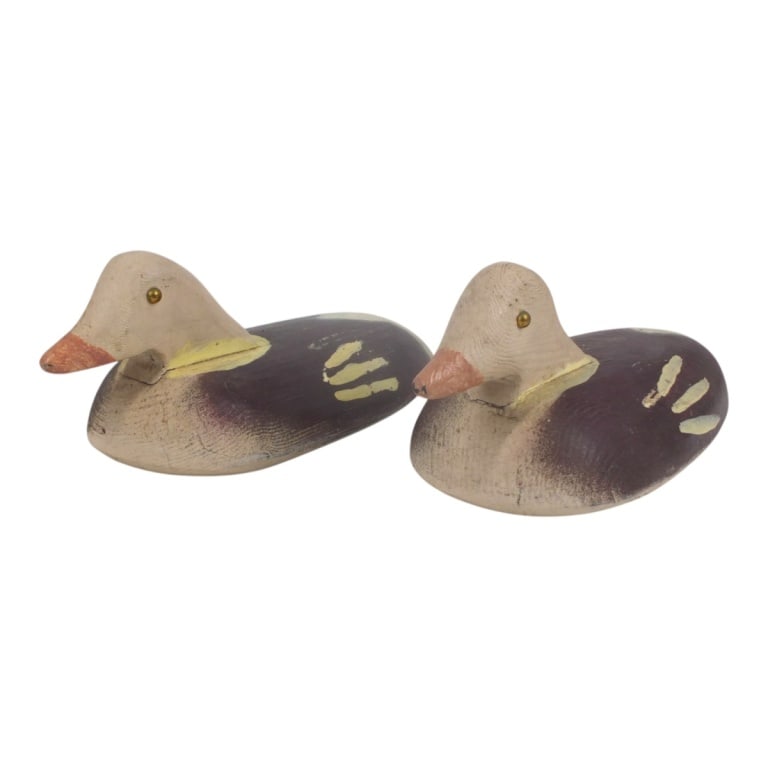 Pair of Vintage Wooden Duck Decoy Sculpture (1 of 4)