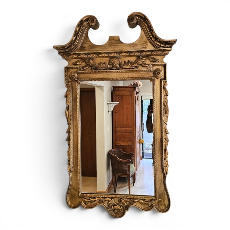 Modern Louis XVI Style Mirror: Modern Louis XVI Style Gilt Gesso Mirror. Measures 51", 31". Condition: Good condition. Estimate 100 - 300 Domestic shipping Third party